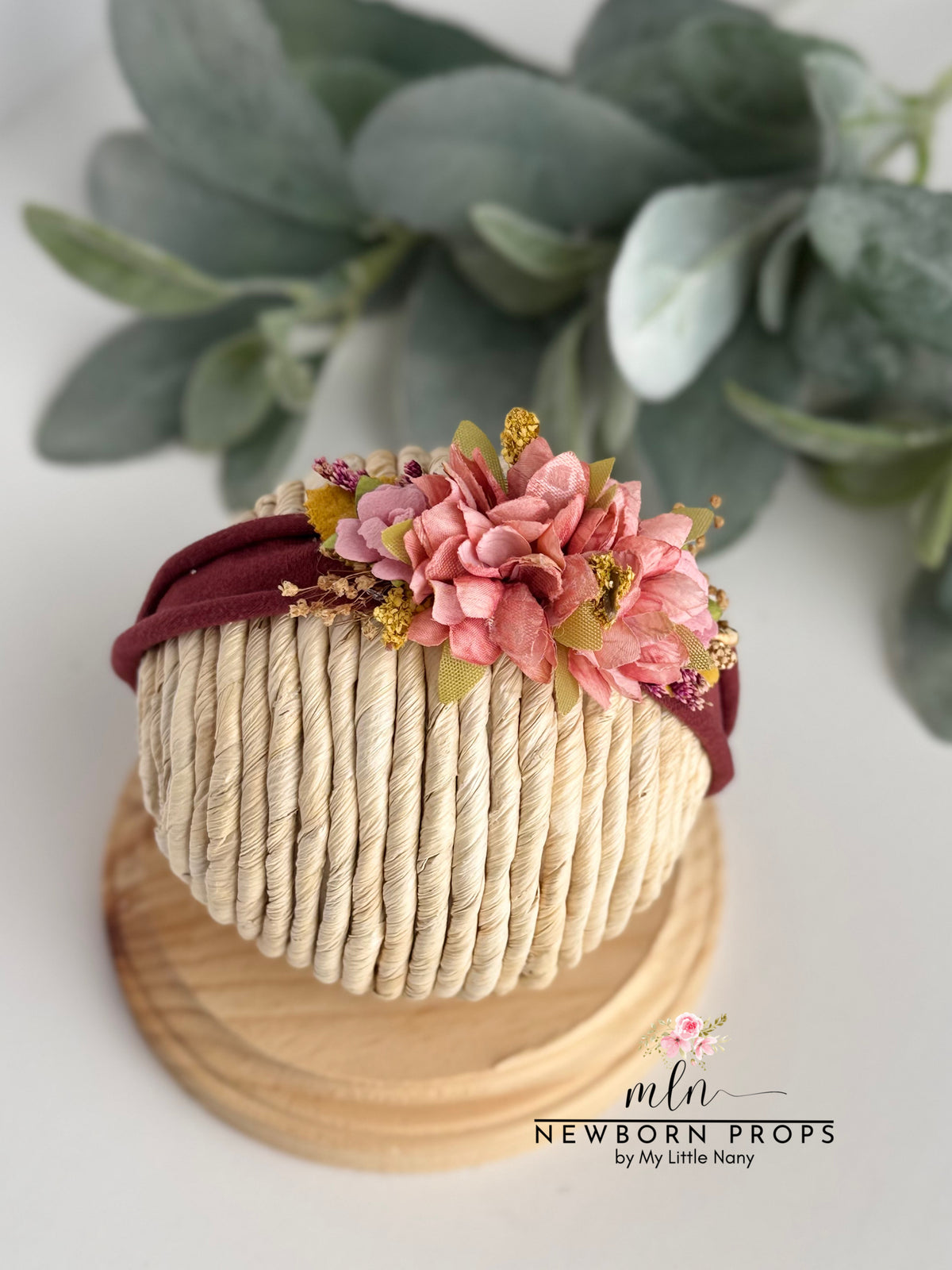 Dusty Rose Floral Baby Tieback