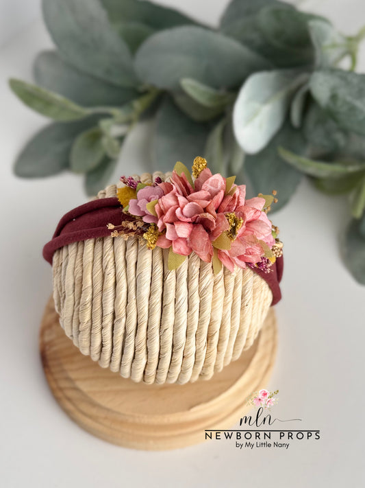 Dusty Rose Floral Baby Tieback