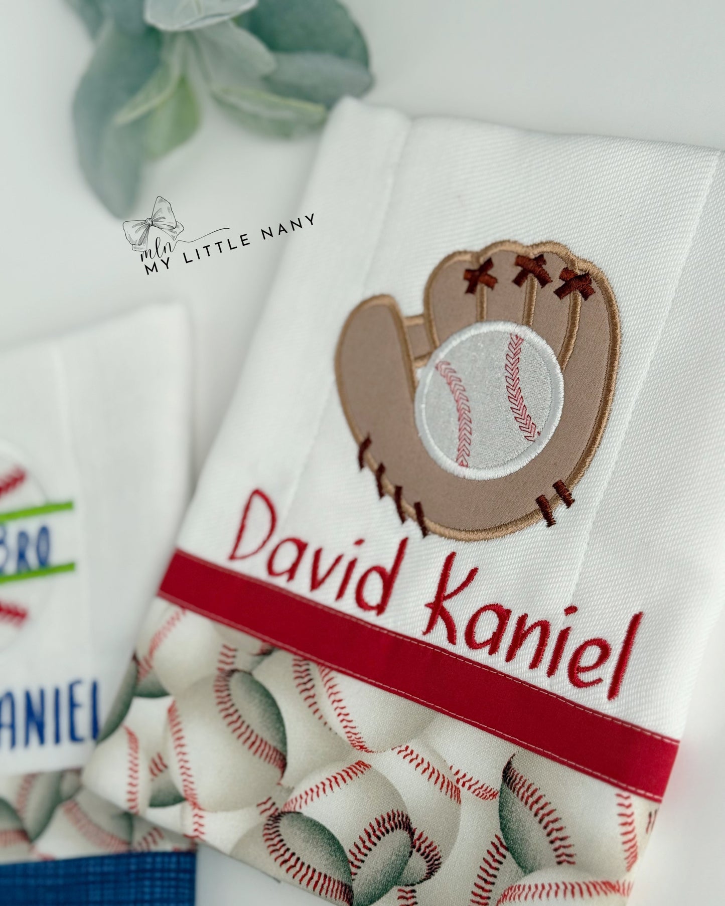 Baseball Burp Cloth Set
