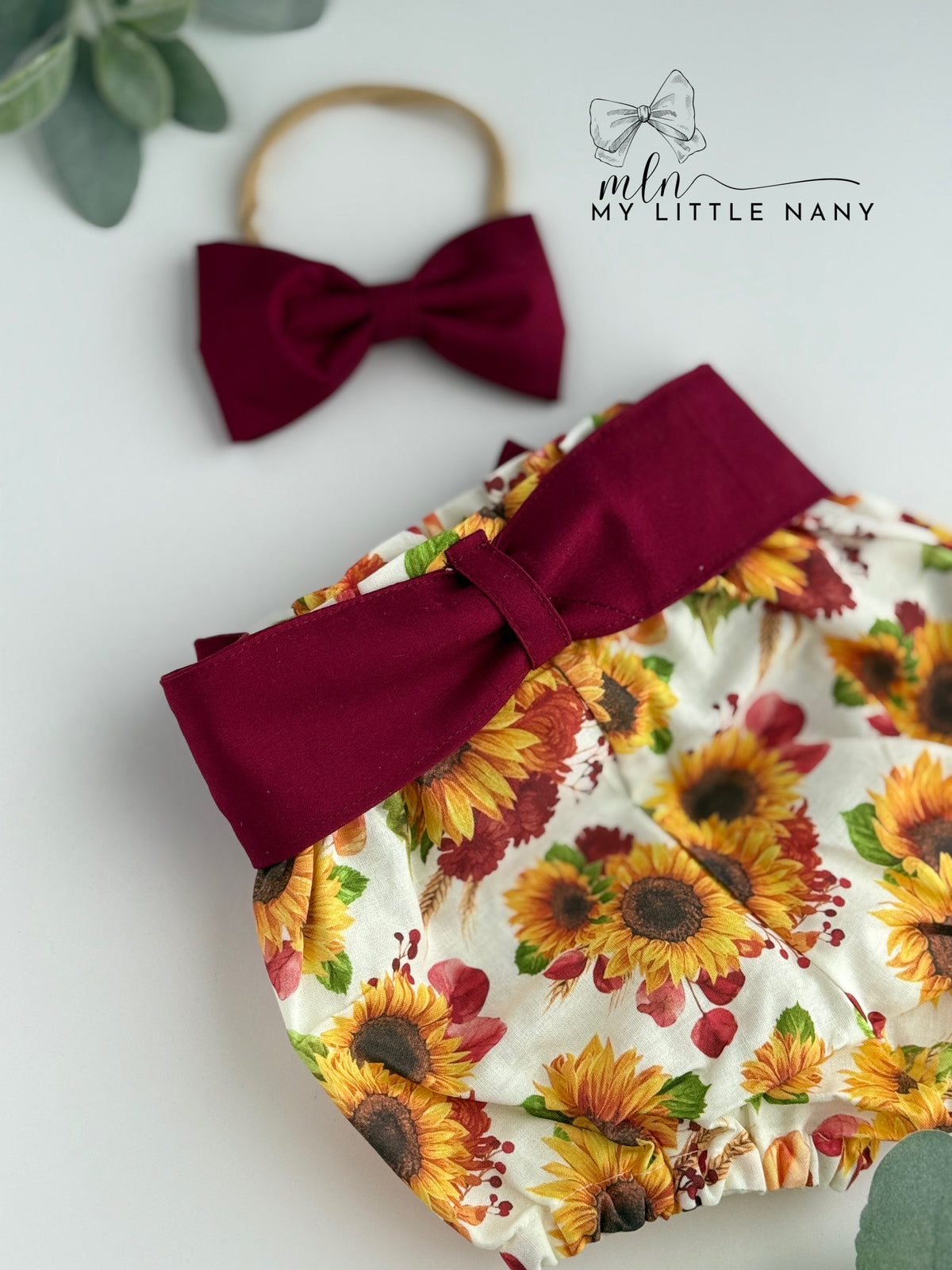 Sunflower Bloomer and Bow Set