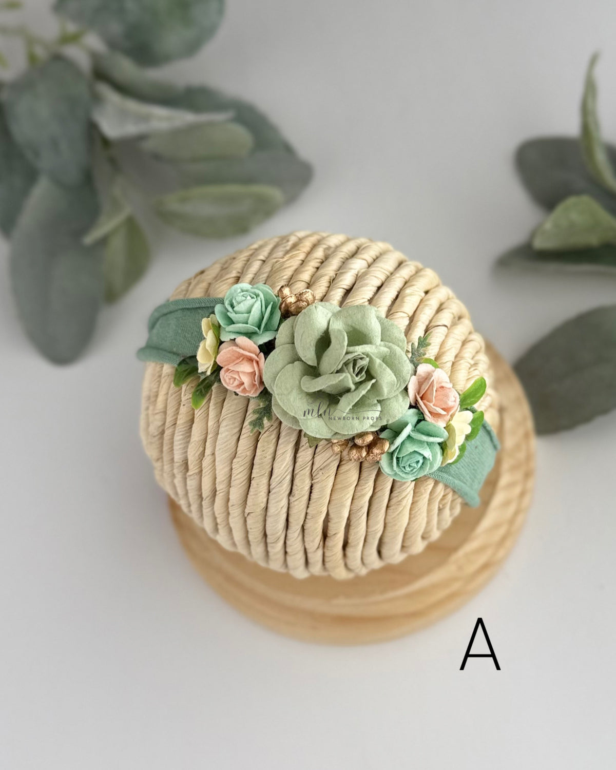 Sage Color Floral Baby Tieback