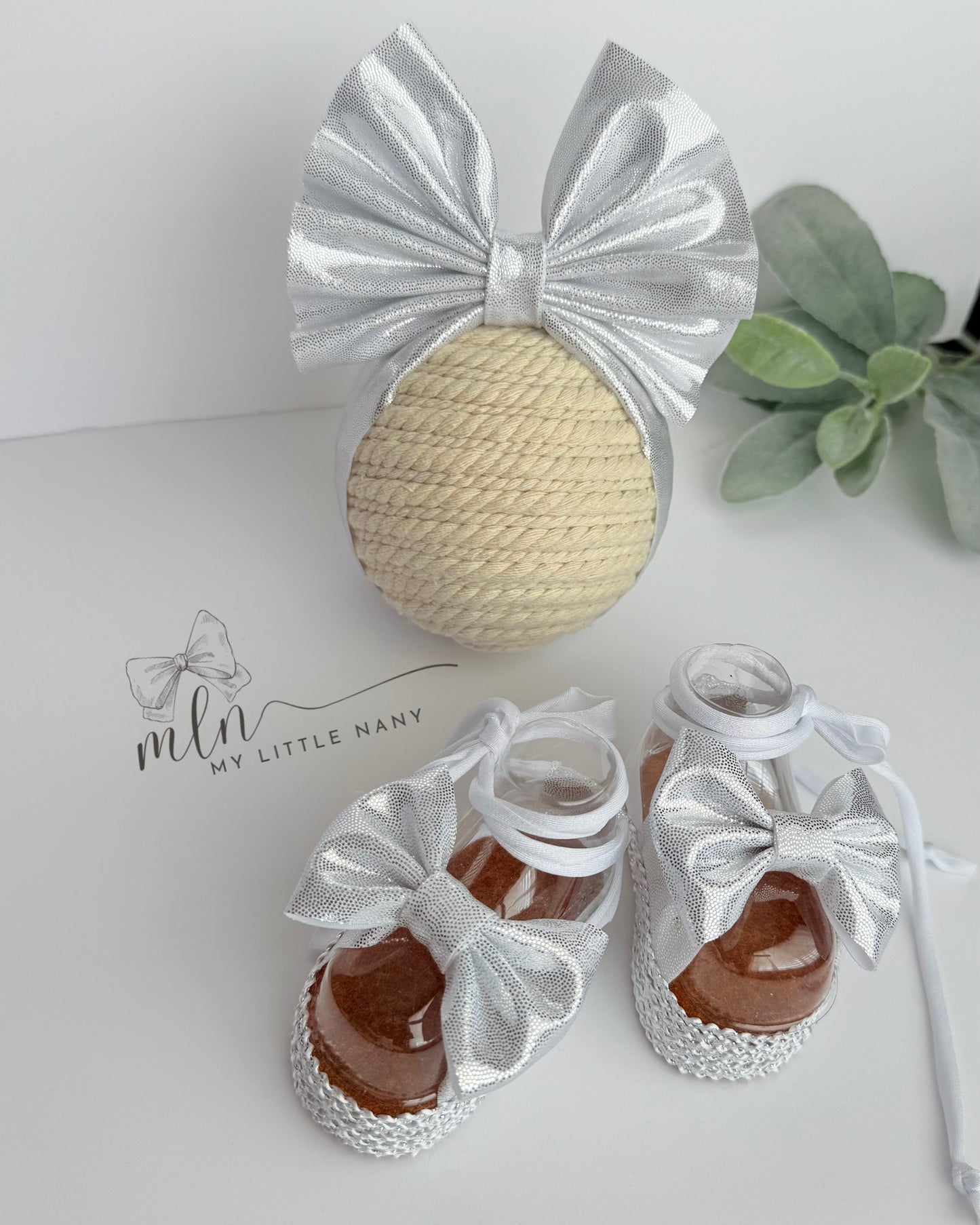 Silver Baby Headbands and Sandals Set
