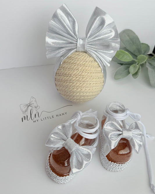 Silver Baby Headbands and Sandals Set
