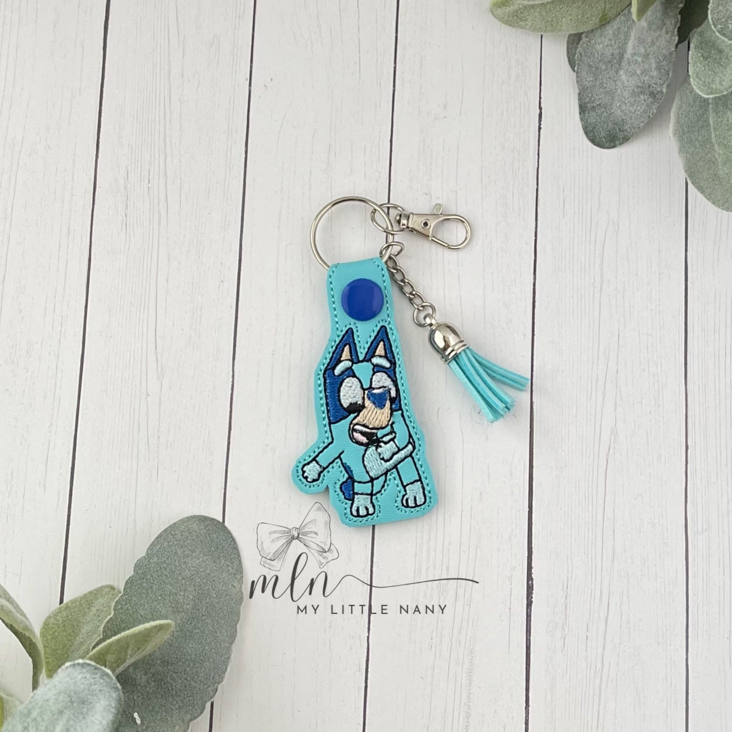 Blue Dog Family Keychain