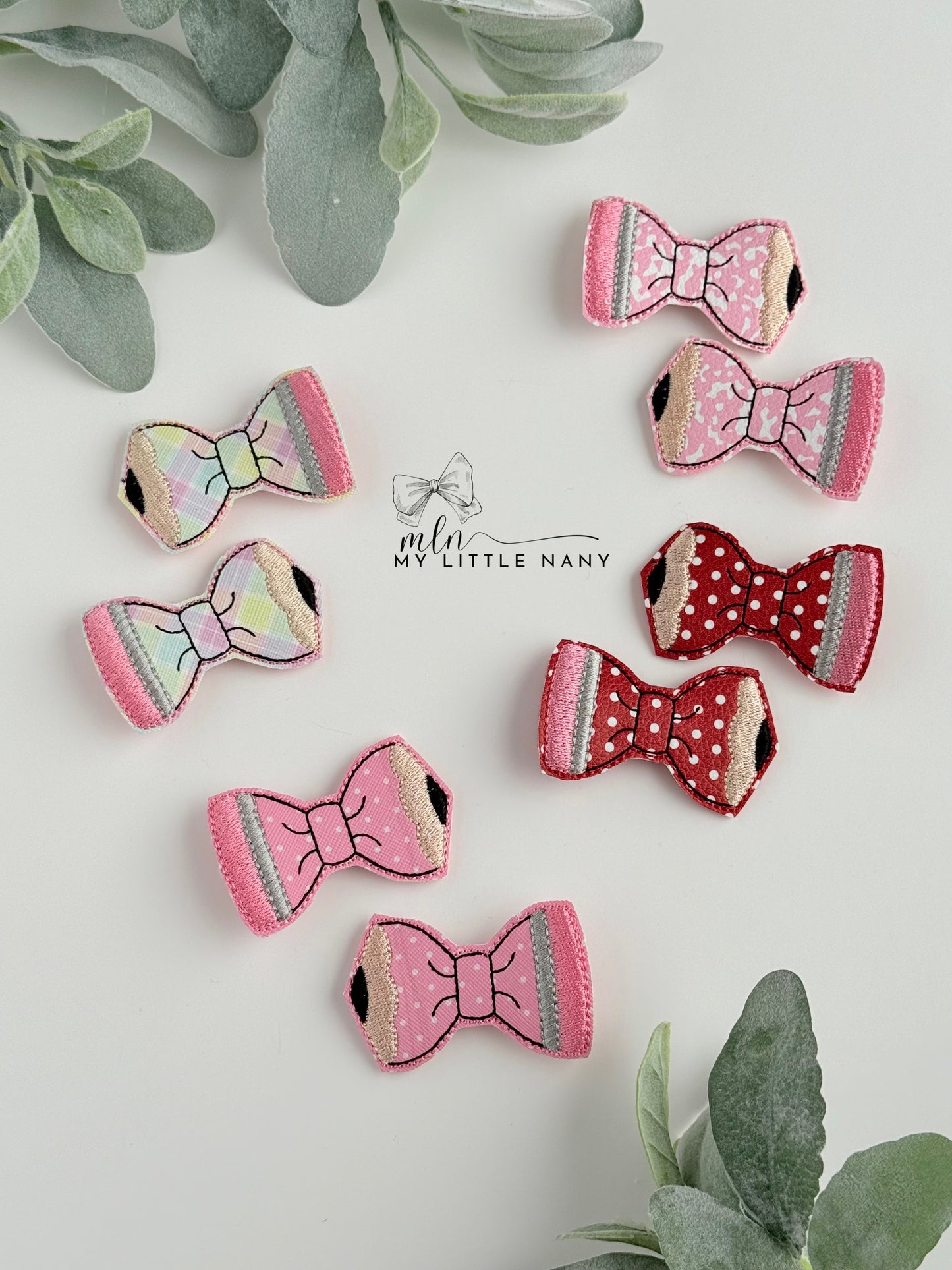 Pencil Bows Pigtail Clippies