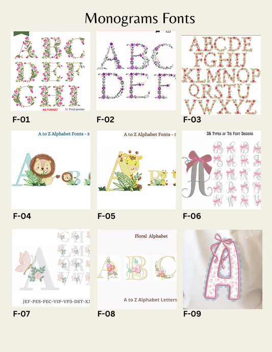 Monograms & Fonts for Baby Burp Cloth