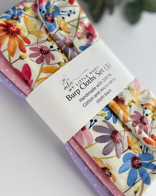 Flowers Baby Burp Cloth Set