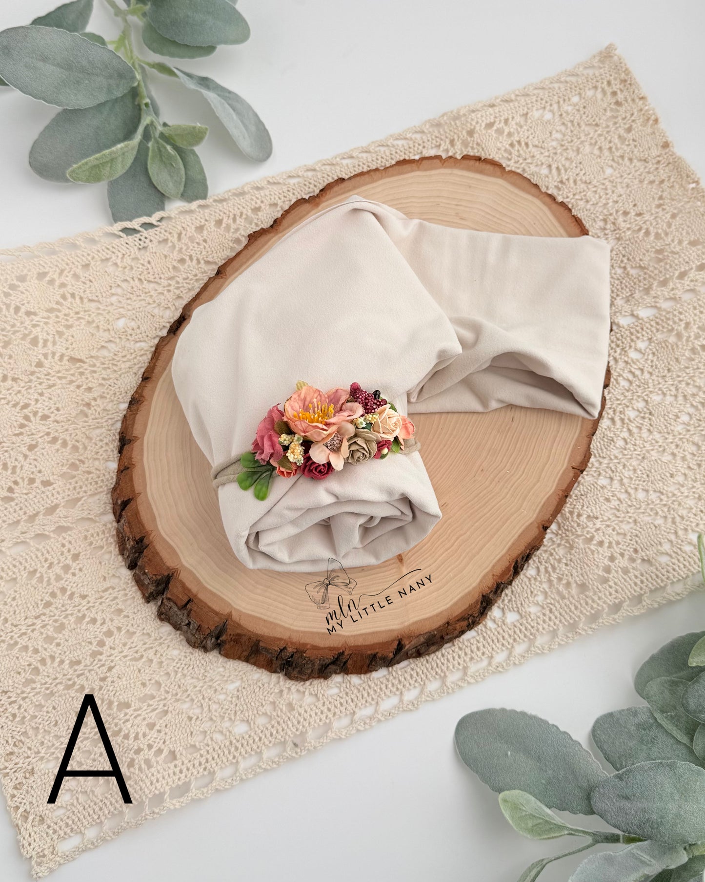 Ivory Newborn Wrap & Headbands