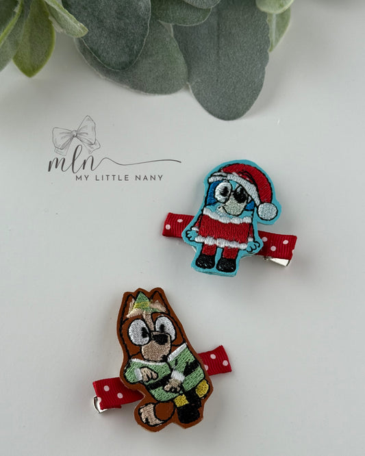 Christmas Blue Dog Clippies