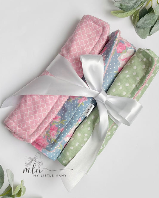Baby Girl Burp Cloth Set