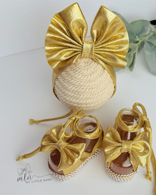Gold Baby Headbands and Sandals Set