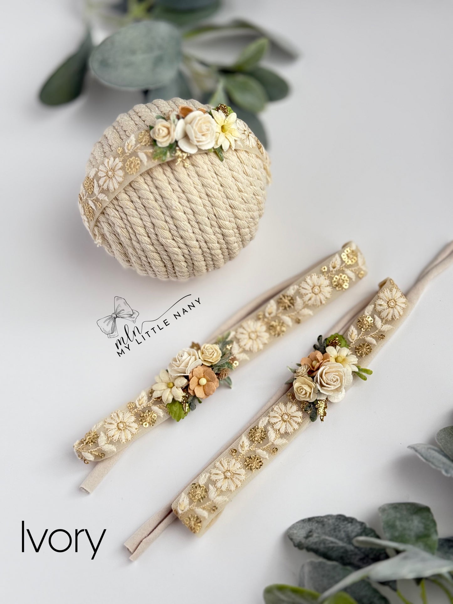 Embroidered Floral Tieback Headbands