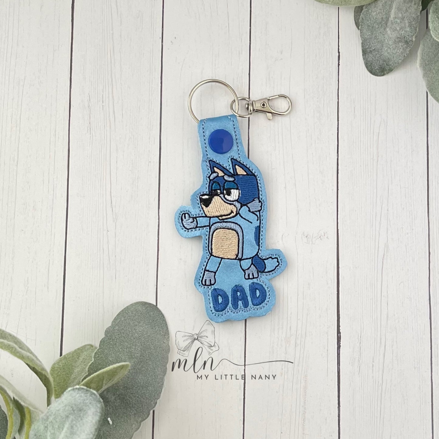 Blue Dog Family Keychain