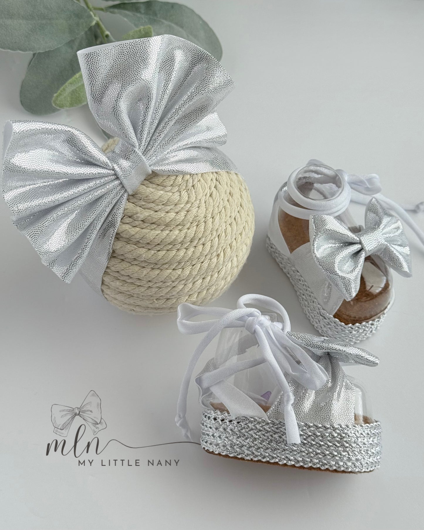 Silver Baby Headbands and Sandals Set