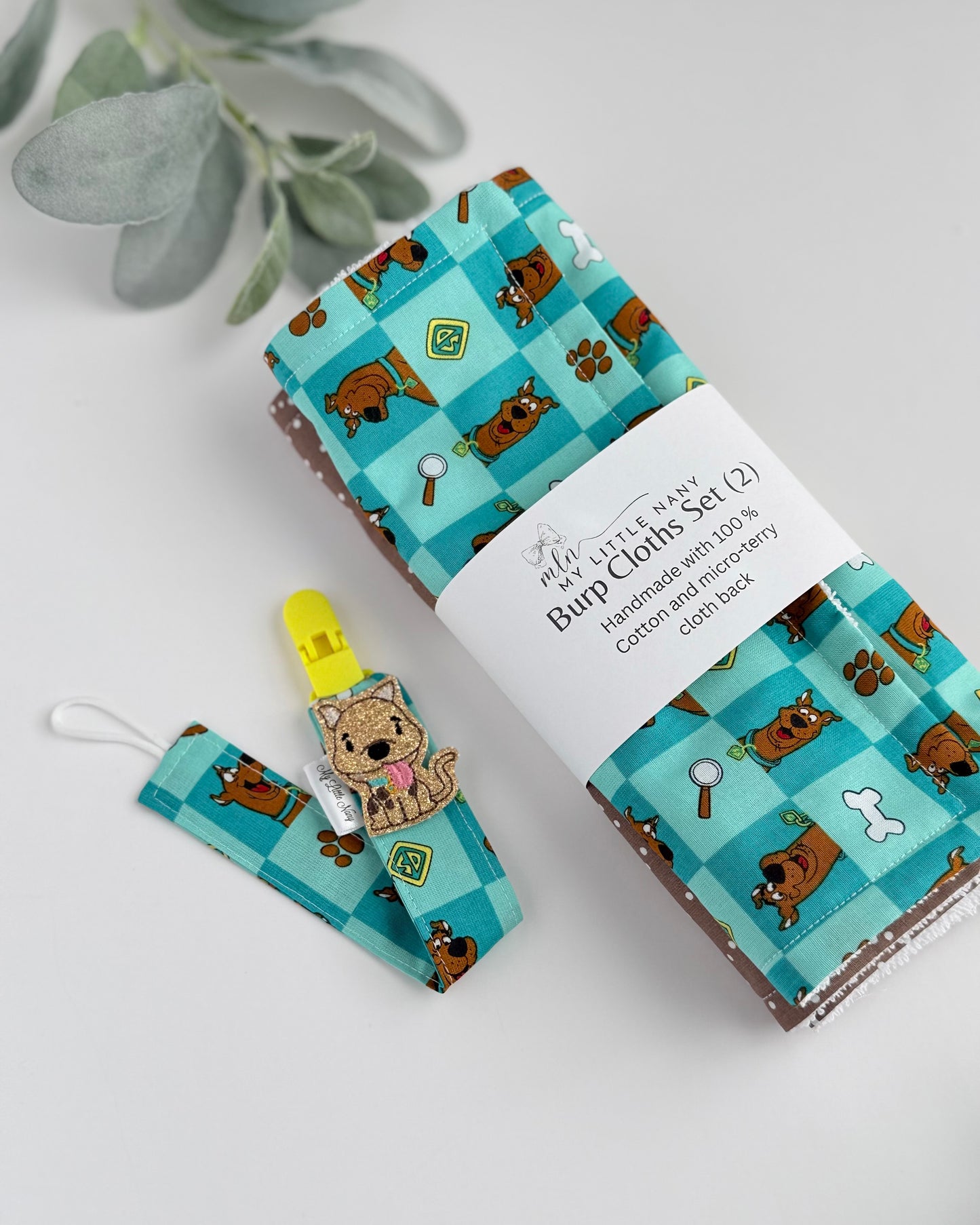 Scooby Burp Cloth & Pacifier Holder Set