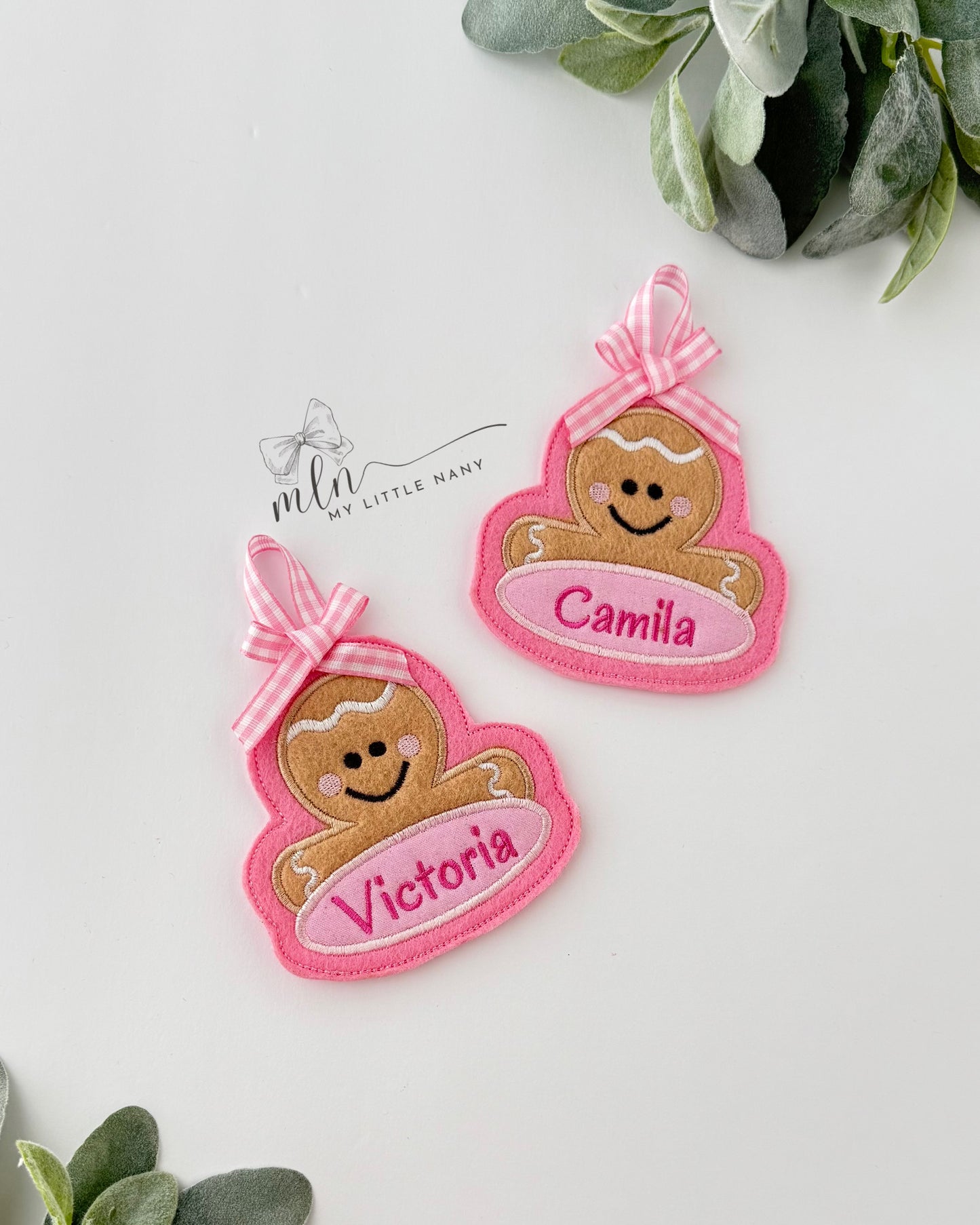 Personalized Embroidered Gingerbread Ornaments