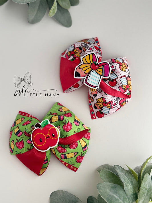 Pencil and Apples Big Bows
