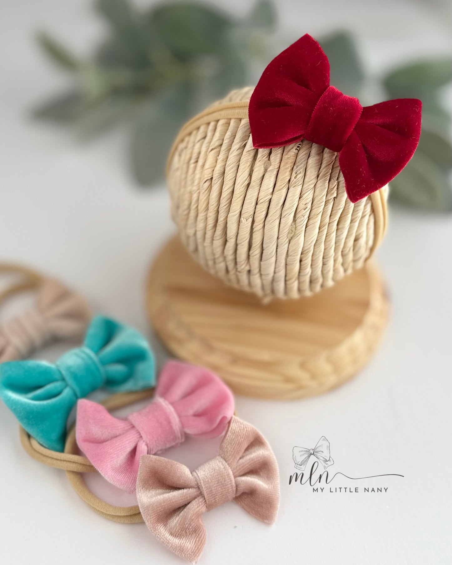 Velvet Baby Bow Set