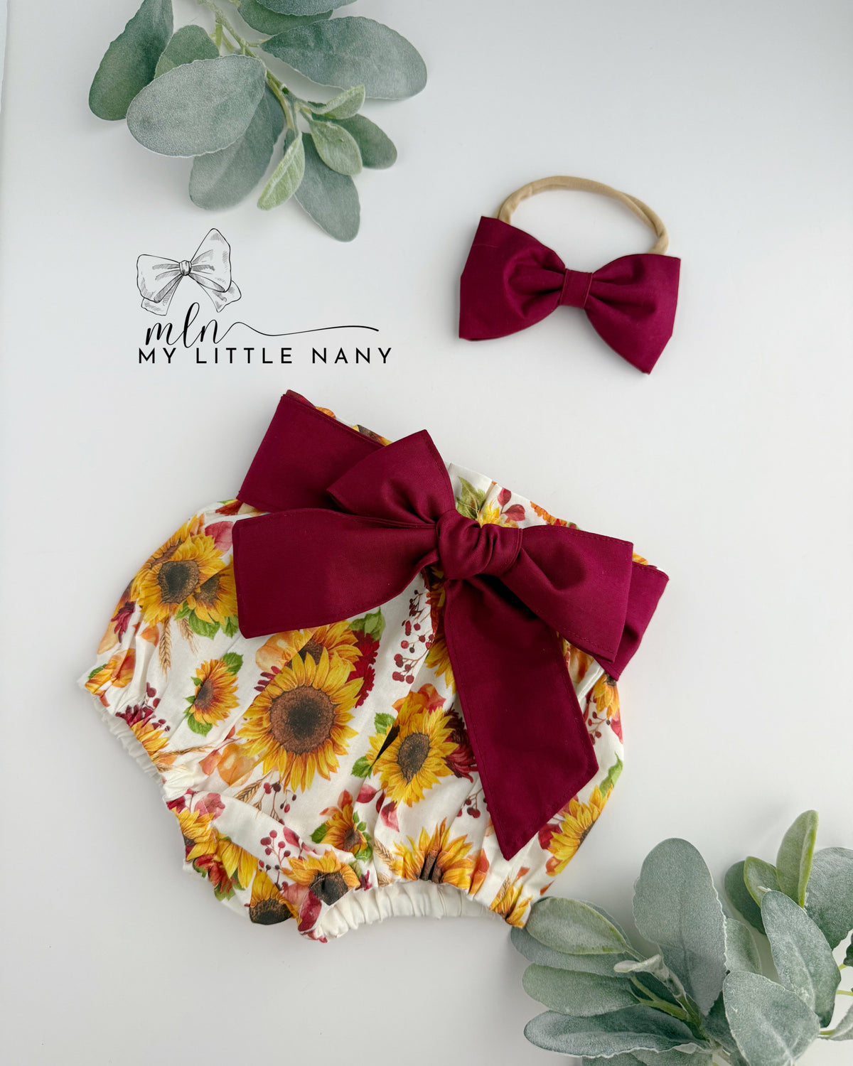 Sunflower Bloomer and Bow Set