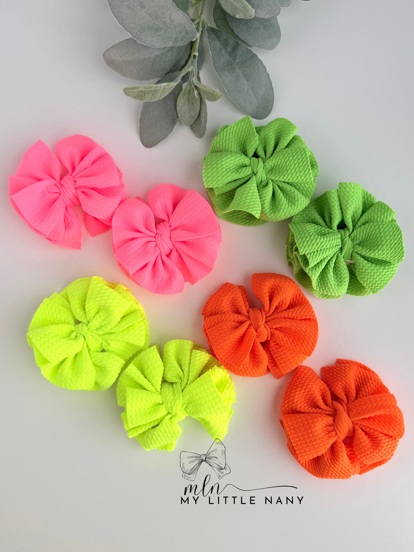 Neon Shredded Piggie Bows