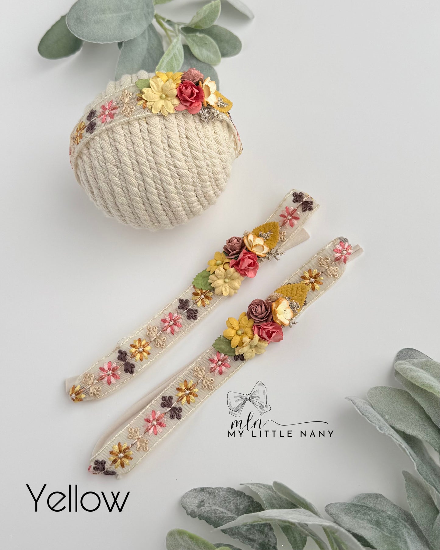 Embroidered Floral Tieback Headbands