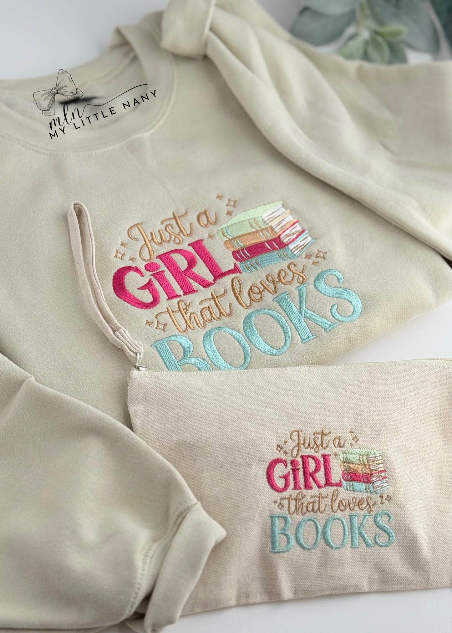 Just a Girl That Loves Books Embroidered Sweatshirt
