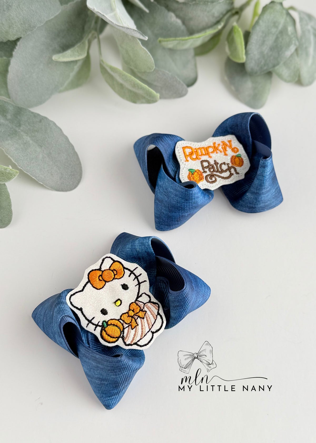 Pumpkin Patch Pigtail Bow Set