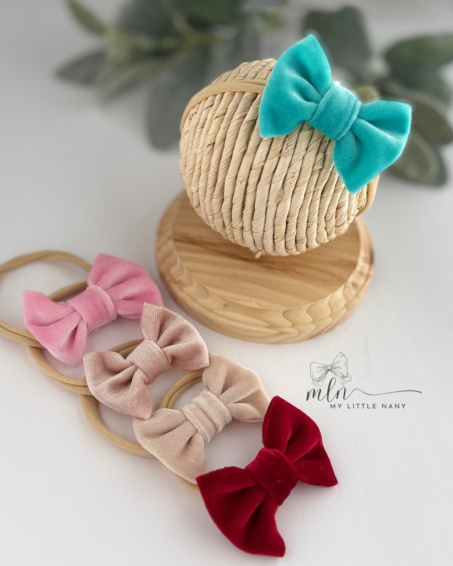 Velvet Baby Bow Set