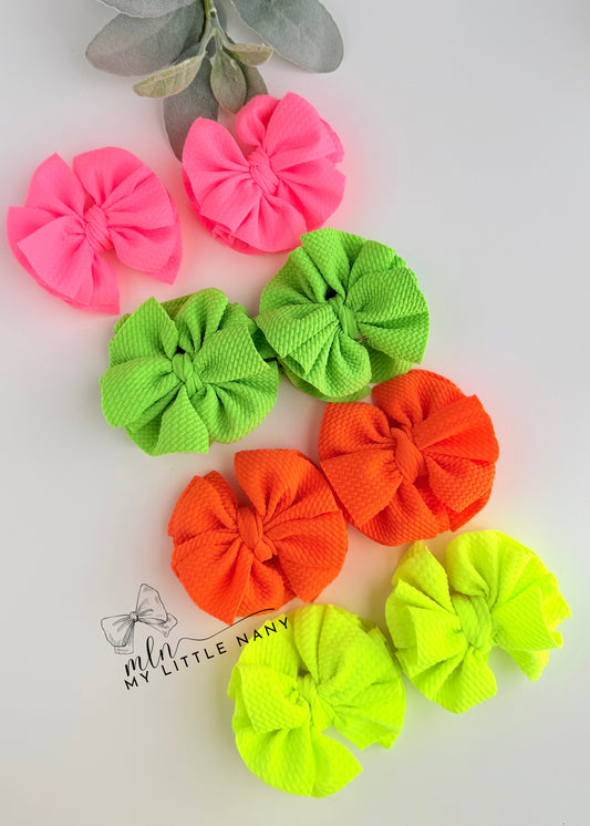 Neon Shredded Piggie Bows
