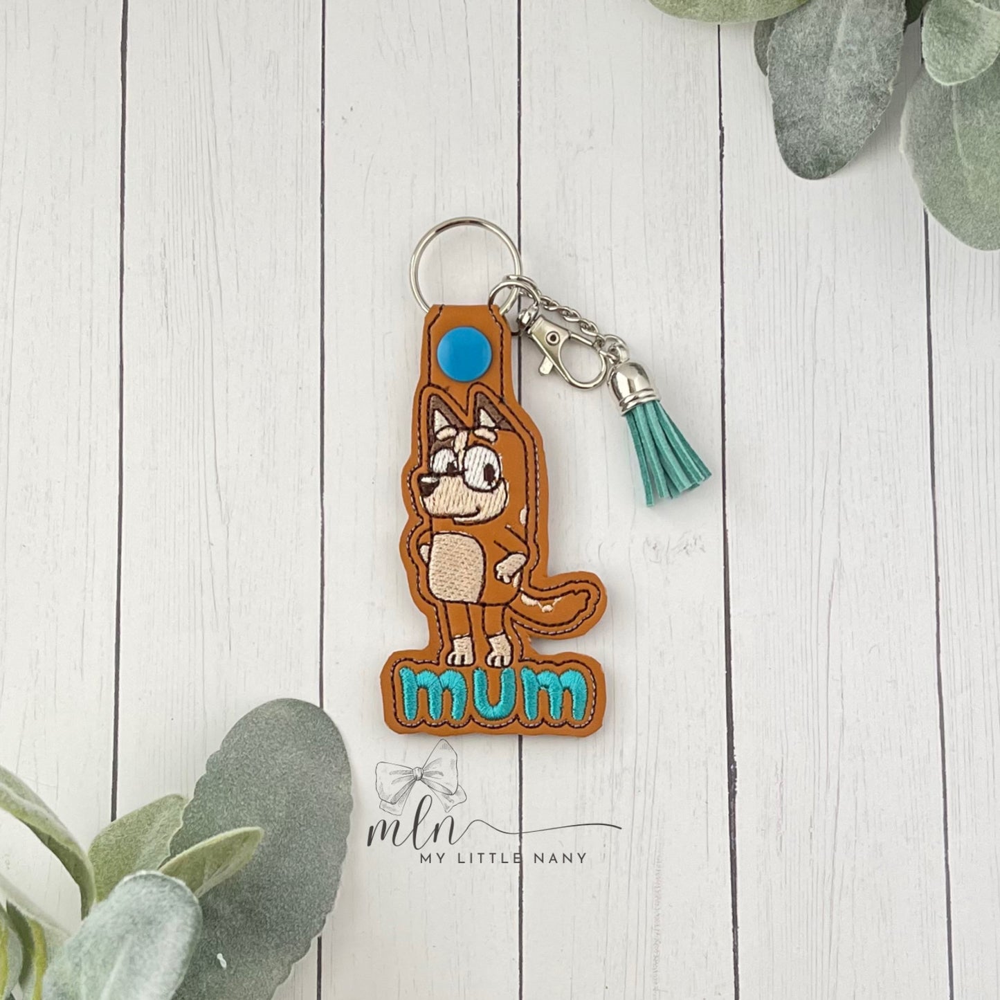 Blue Dog Family Keychain