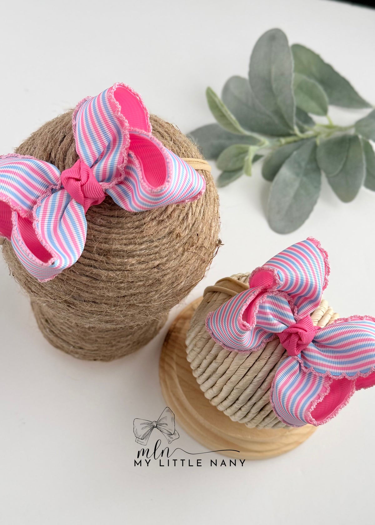 Hospital Stripes Newborn Bow