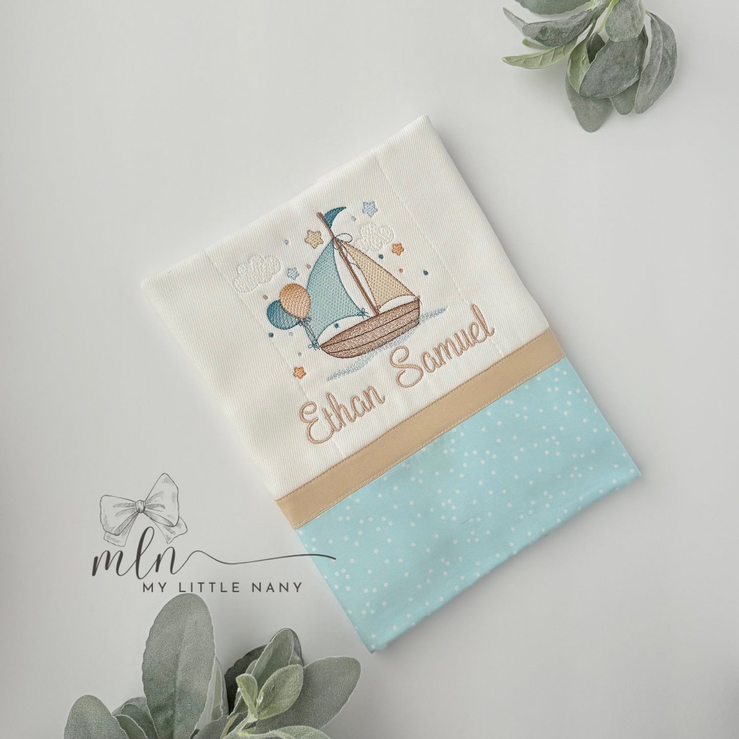 Boat Personalized Burp Cloth