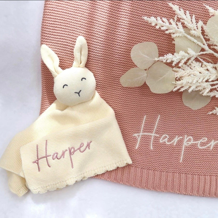 Embroidered Personalized Knit Baby Blanket