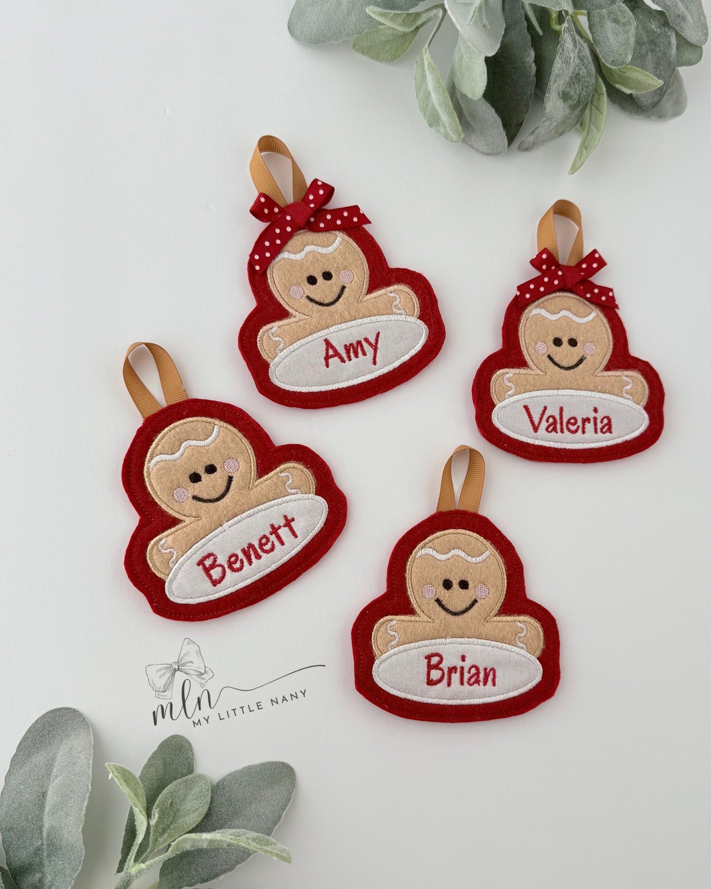 Personalized Embroidered Gingerbread Ornaments