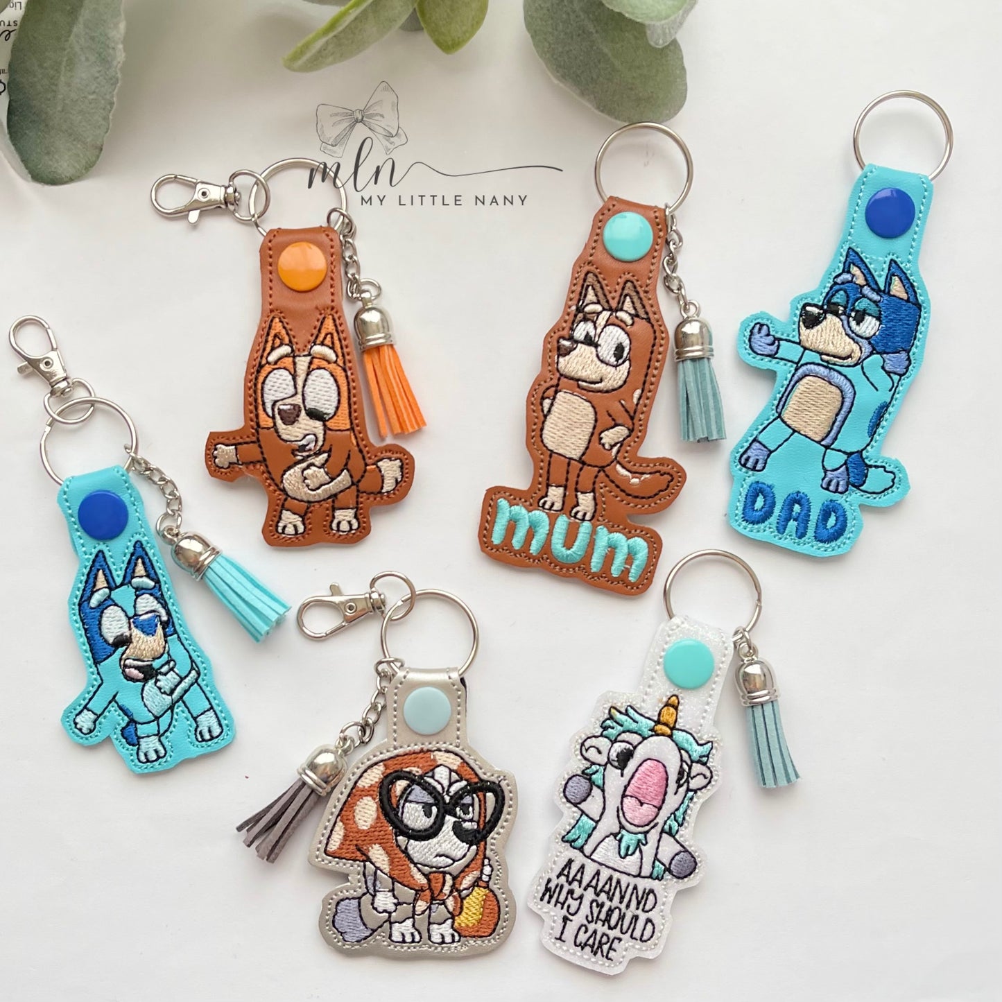 Blue Dog Family Keychain