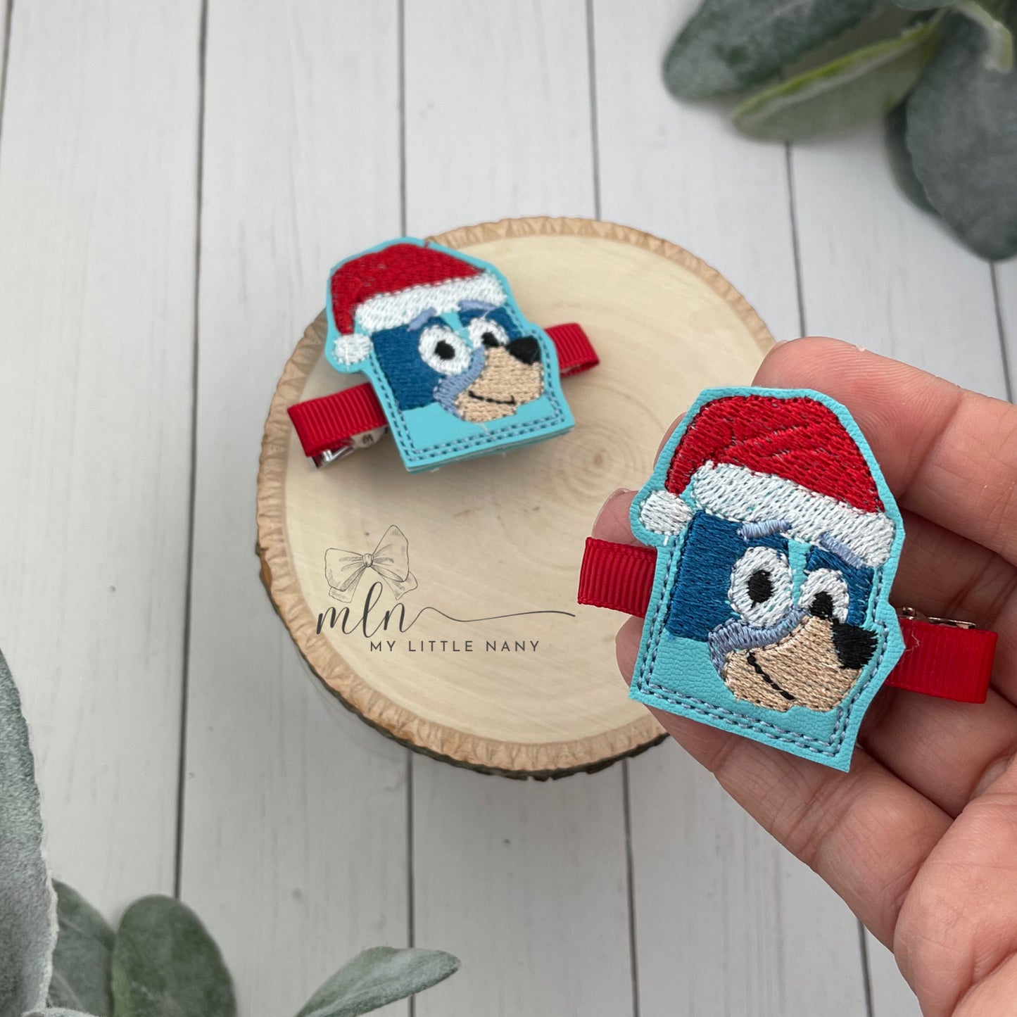 Christmas Blue Dog Clippies