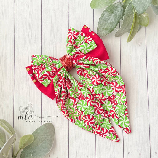Candy Cane Coquette Bow