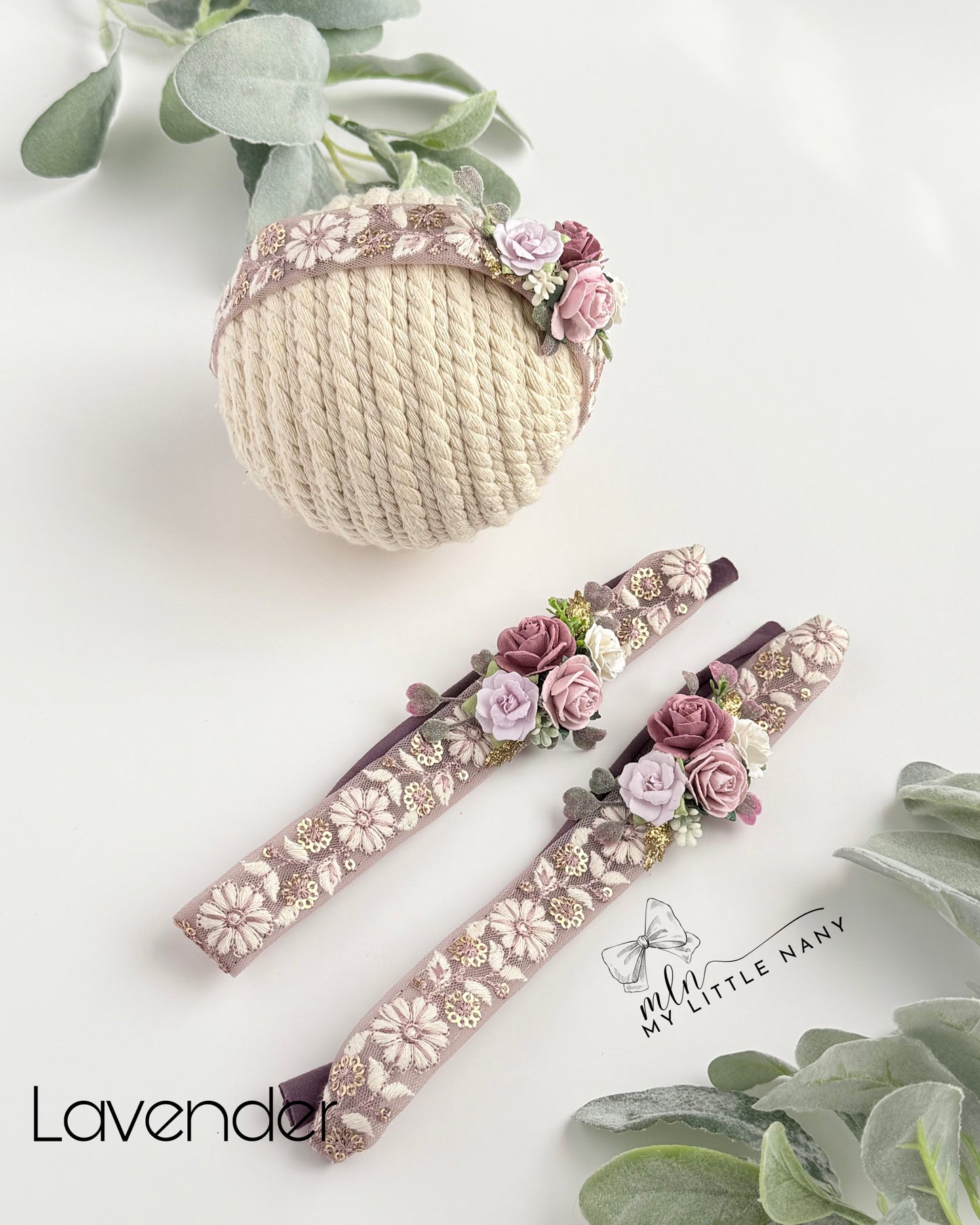 Embroidered Floral Tieback Headbands