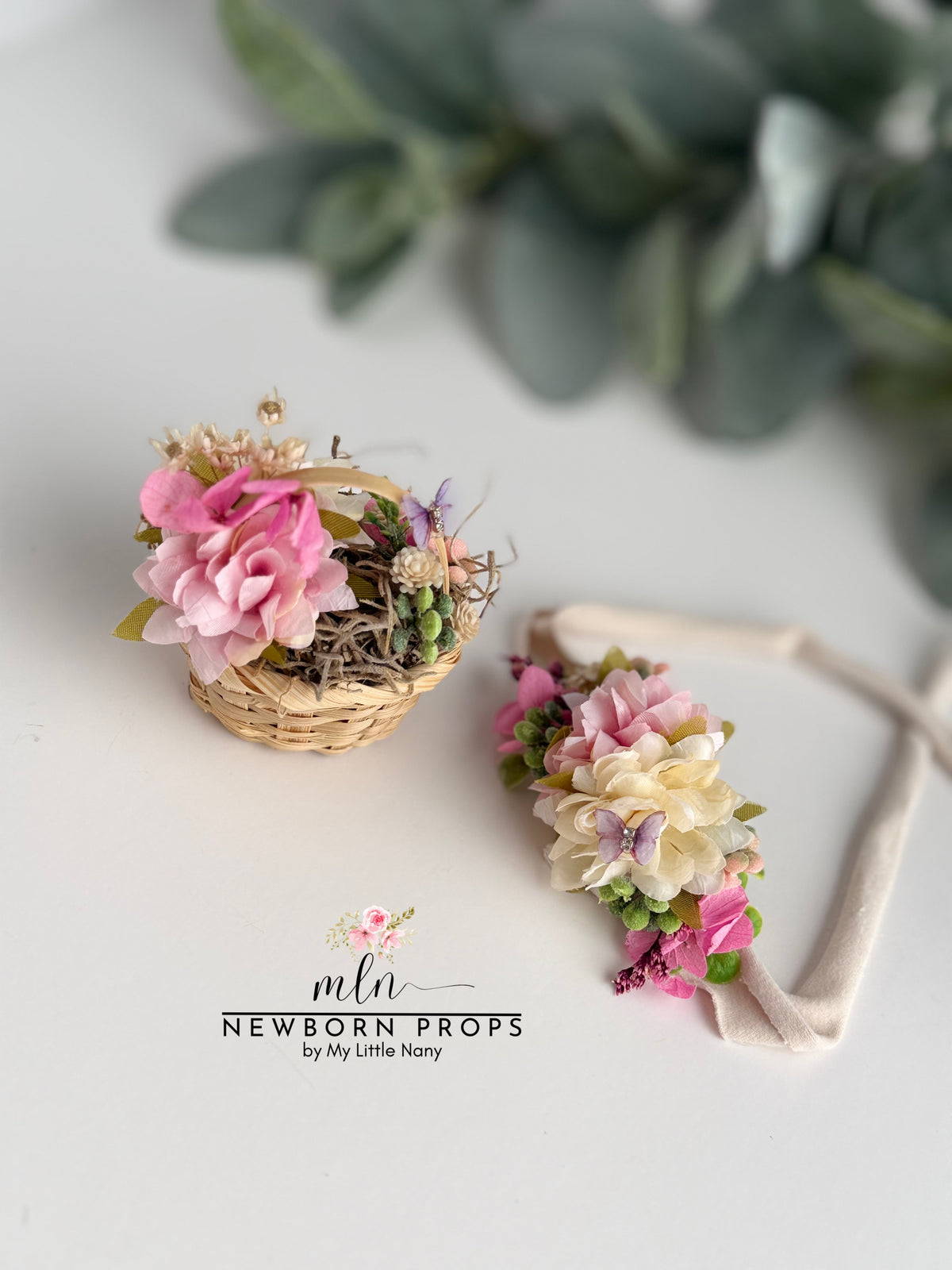 Pink Headband and Mini Basket Set