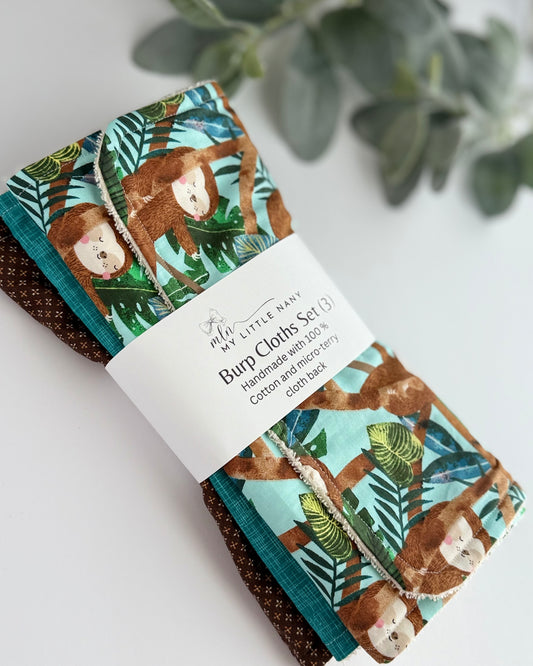 Little Sloths Baby Burp Cloth Set