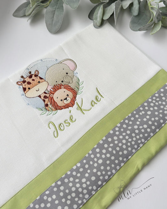 Safari Animals Personalized Burp Cloth