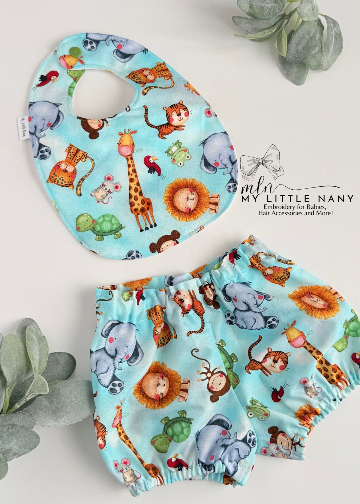 Safari Bib and Diaper Cover Set